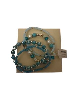 Beaded Turquoise Stretch Bracelet Set - Unbranded